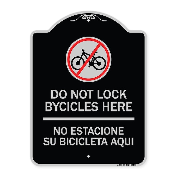 Signmission Do Not Lock Bicycles Here No Estacione Su Bicicleta Aqui Heavy-Gauge Alum, 24" x 18", BS-1824-24148 A-DES-BS-1824-24148 - main